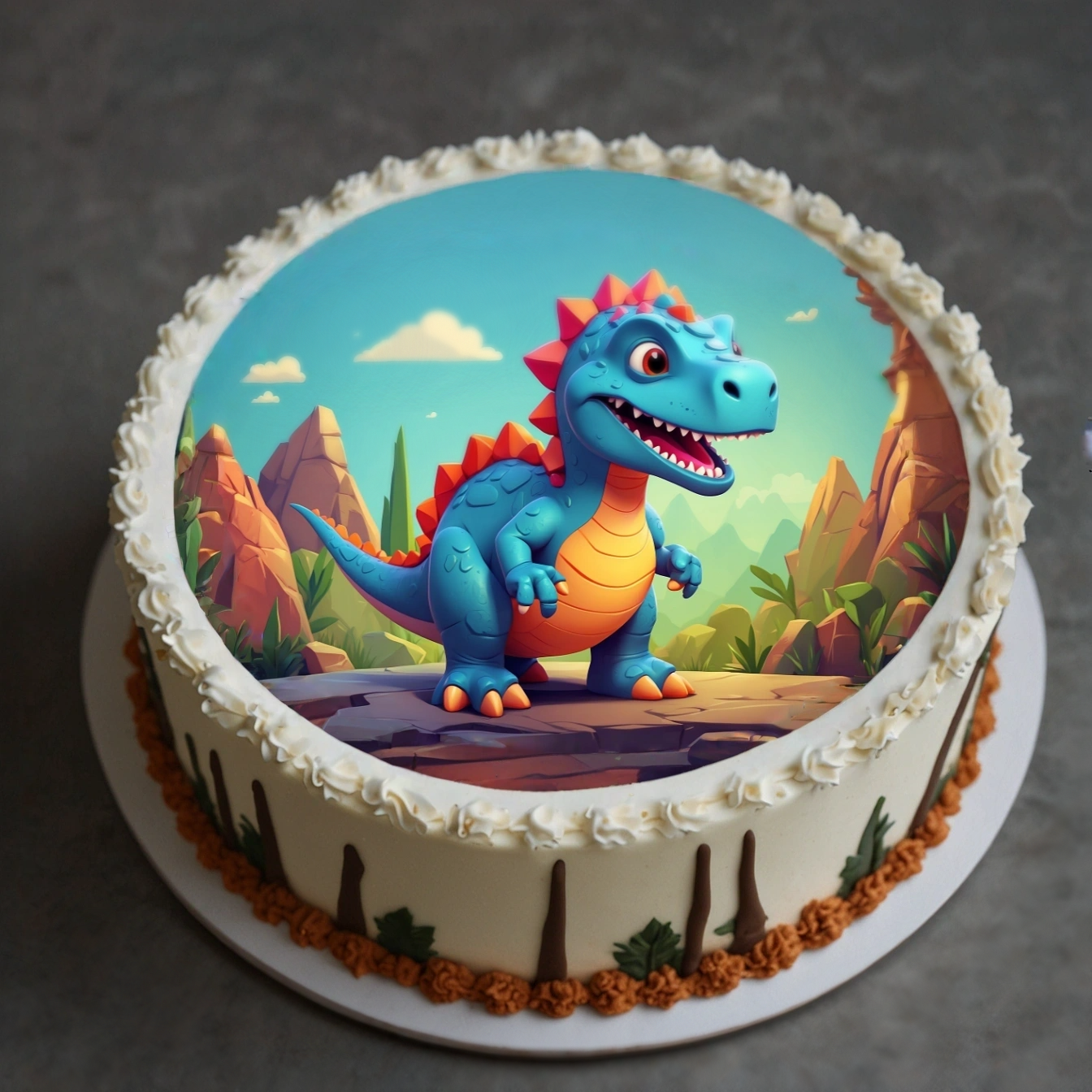 Fototårta Dino - Choklad, vanilj