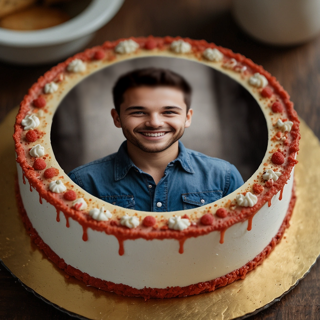 Fototårta Vanilj - Hallon