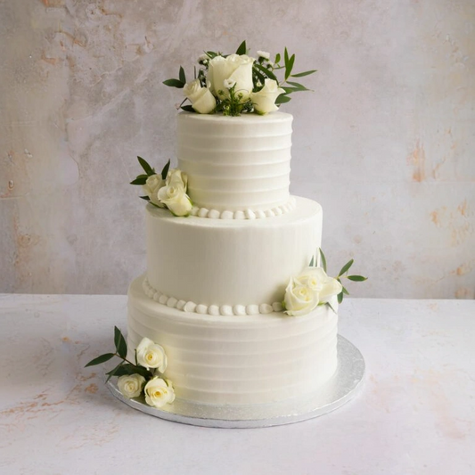White rose wedding cake