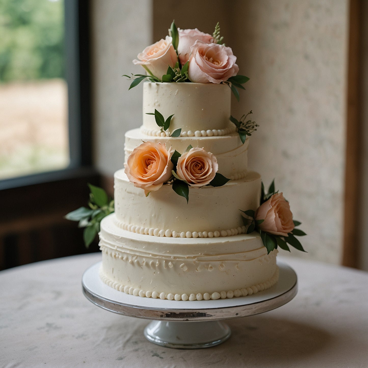 Snow white wedding cake