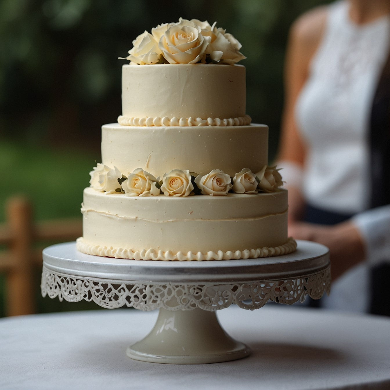 White rose wedding cake